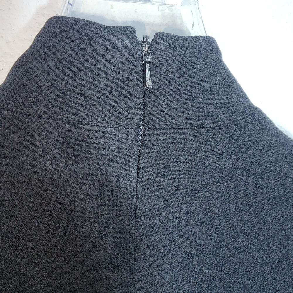 Anne Klein II Layered Sheath Dress 4 Black Acetate Rayon Mock Neck Vintage - Picture 4 of 7